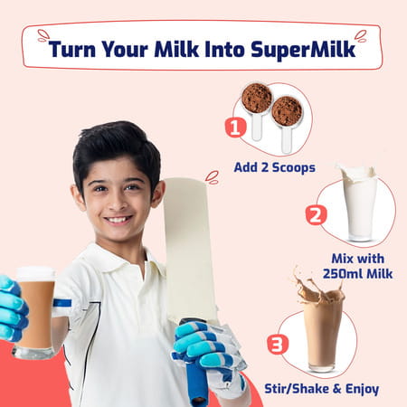 Gritzo Supermilk Height+ Protein Drink For Boys (13+ Yrs) | 400g | Cafe Mocha