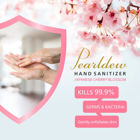 Pearldew Hand Sanitizer (Gel) Japanese Cherry Blossom 60 Ml - Pack Of 8