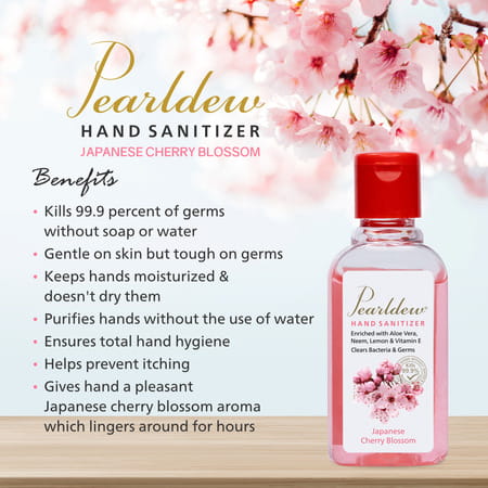 Pearldew Hand Sanitizer (Gel) Japanese Cherry Blossom 60 Ml - Pack Of 8
