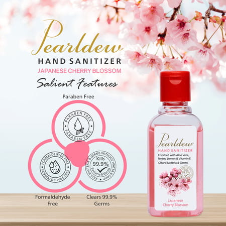 Pearldew Hand Sanitizer (Gel) Japanese Cherry Blossom 60 Ml - Pack Of 8