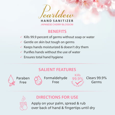 Pearldew Hand Sanitizer (Gel) Japanese Cherry Blossom 60 Ml - Pack Of 8