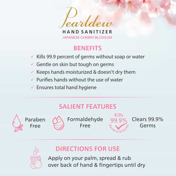 Pearldew Hand Sanitizer (Gel) Japanese Cherry Blossom 60 Ml - Pack Of 8