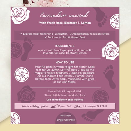 Nat Habit Lavender Therapeutic Foot Salt With Rose Beetroot & Lemon Spa | Aromatherapy - 100g