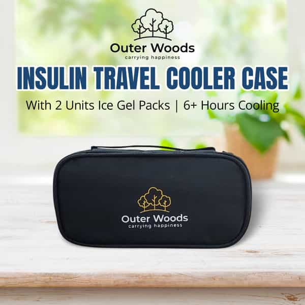 Outer Woods Insulin Cooler Bag With 2 Ice Gel Packs | 6+ Hrs Cooling | Insulin Travel Pouch - Black
