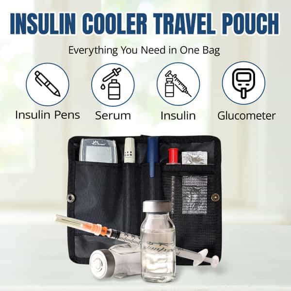 Outer Woods Insulin Cooler Bag With 2 Ice Gel Packs | 6+ Hrs Cooling | Insulin Travel Pouch - Black