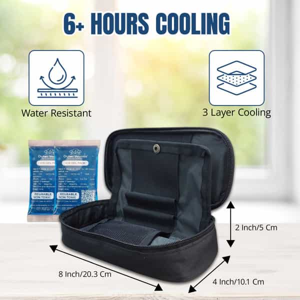 Outer Woods Insulin Cooler Bag With 2 Ice Gel Packs | 6+ Hrs Cooling | Insulin Travel Pouch - Black