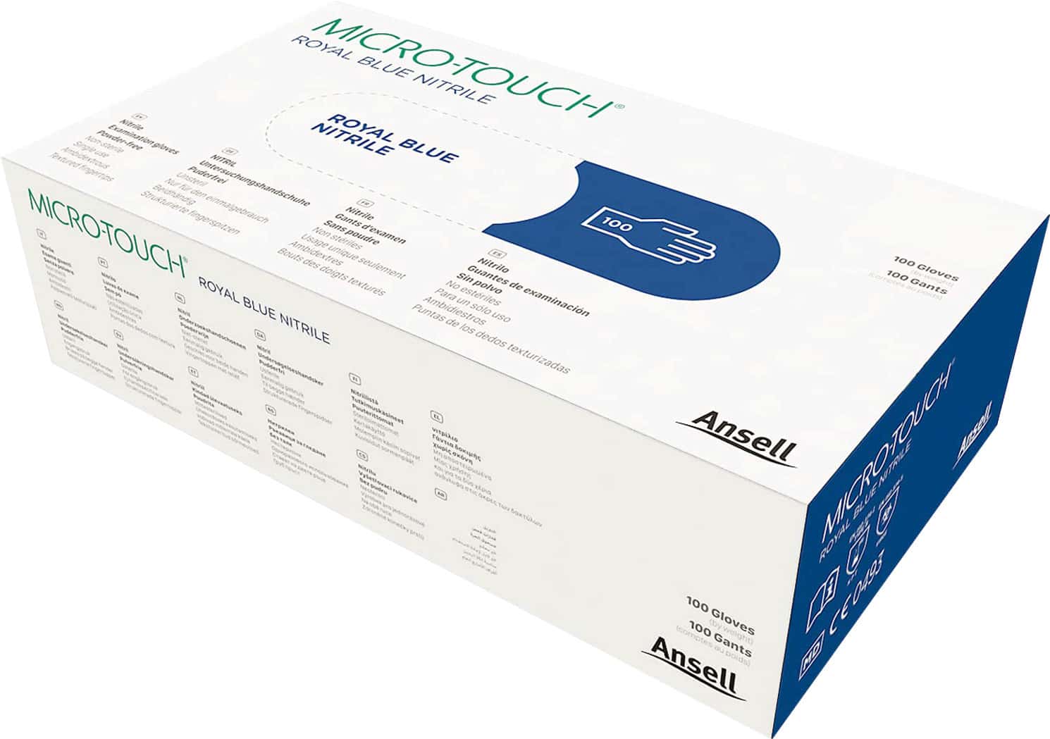 Ansell Micro Touch Royal Blue Powder Free Nitrile - Large