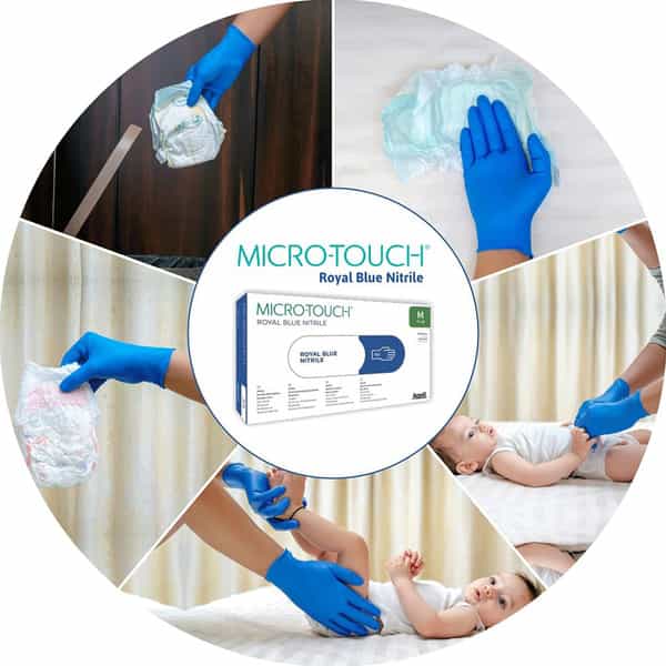 Ansell Micro Touch Royal Blue Powder Free Nitrile - Large