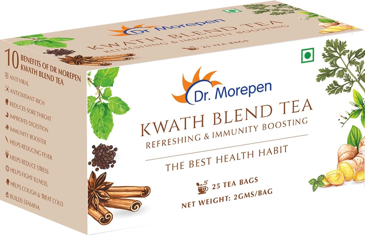 Dr. Morepen Kwath Blend Tea | Refreshing & Immunity Boosting | Tea Bags | 25 No'S