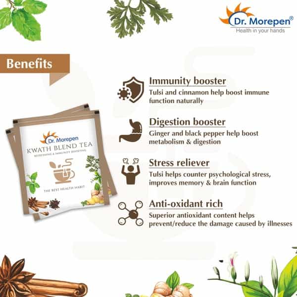 Dr. Morepen Kwath Blend Tea | Refreshing & Immunity Boosting | Tea Bags | 25 No's