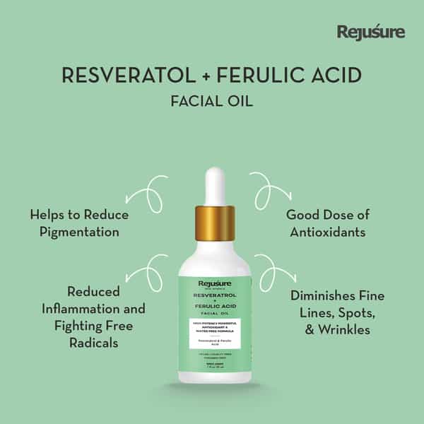 Rejusure Resveratrol & Ferulic Acid Facial Oil High Potency Powerful - 30Ml
