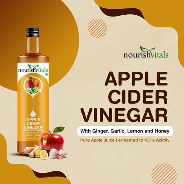 Nourishvitals Apple Cider Vinegar With Ginger | Garlic | Lemon And Honey - 500 Ml