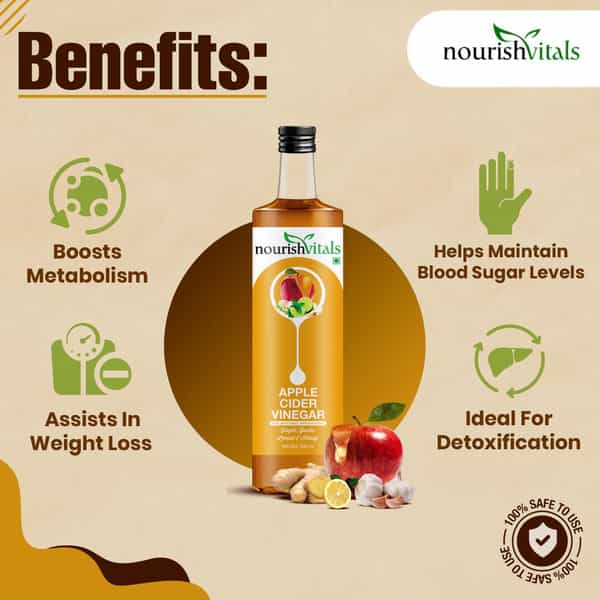 Nourishvitals Apple Cider Vinegar With Ginger | Garlic | Lemon And Honey - 500 Ml
