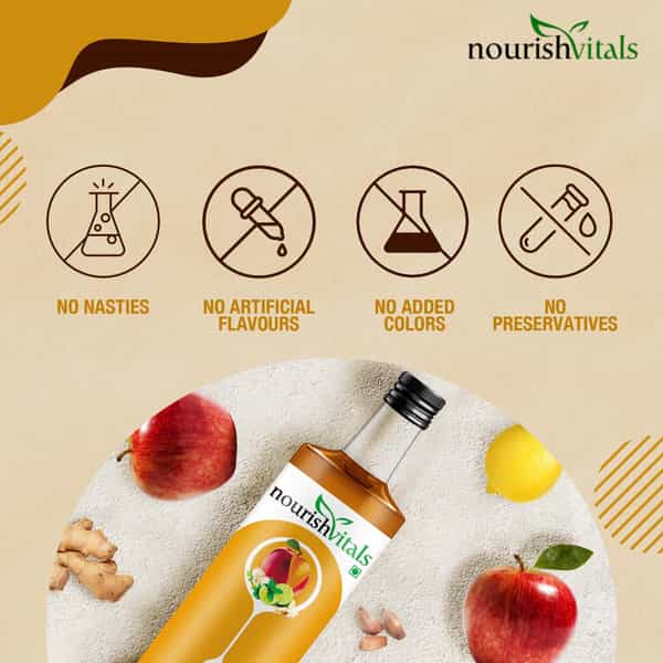 Nourishvitals Apple Cider Vinegar With Ginger | Garlic | Lemon And Honey - 500 Ml