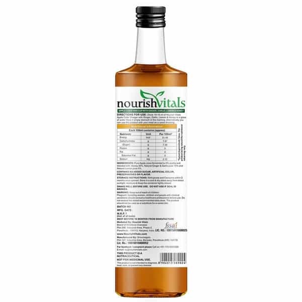 Nourishvitals Apple Cider Vinegar With Ginger | Garlic | Lemon And Honey - 500 Ml