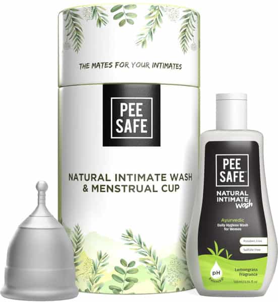 Pee Safe Period Care Combo- Menstrual Cup (Large) & Intimate Wash Women 105 Ml