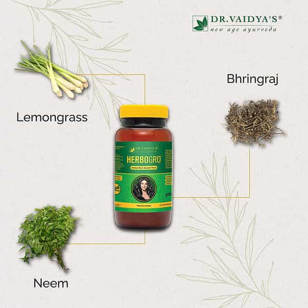 Dr. Vaidya's Herbogro Herba Powder For Hair Growth With Herbs Such As Arnica And Reetha - Pack Of 2