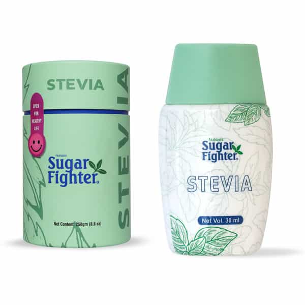 Sugar Fighter Stevia Jar - Zero Calories & Fat Free - Natural Stevia Combo - 200 Gms | 30 Ml Liquid