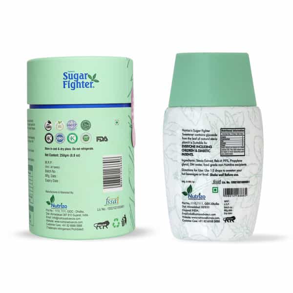 Sugar Fighter Stevia Jar - Zero Calories & Fat Free - Natural Stevia Combo - 200 Gms | 30 Ml Liquid