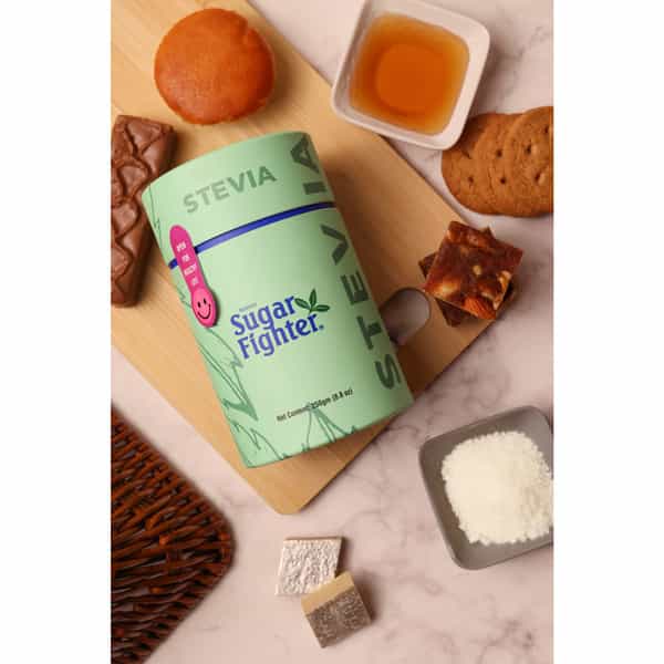 Sugar Fighter Stevia Jar - Zero Calories & Fat Free - Natural Stevia Combo - 200 Gms | 30 Ml Liquid