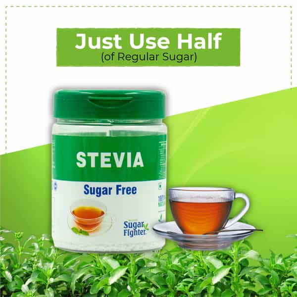 Sugar Fighter Stevia Jar - Zero Calories & Fat Free - Natural Stevia Combo - 200 Gms | 30 Ml Liquid