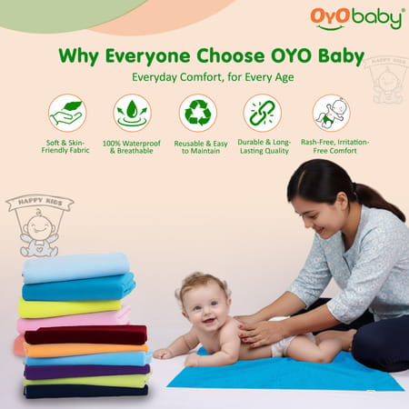 Oyo Baby Waterproof Bed Protector Baby Dry Sheet Extra Large Firoza (140 Cm X 200 Cm)