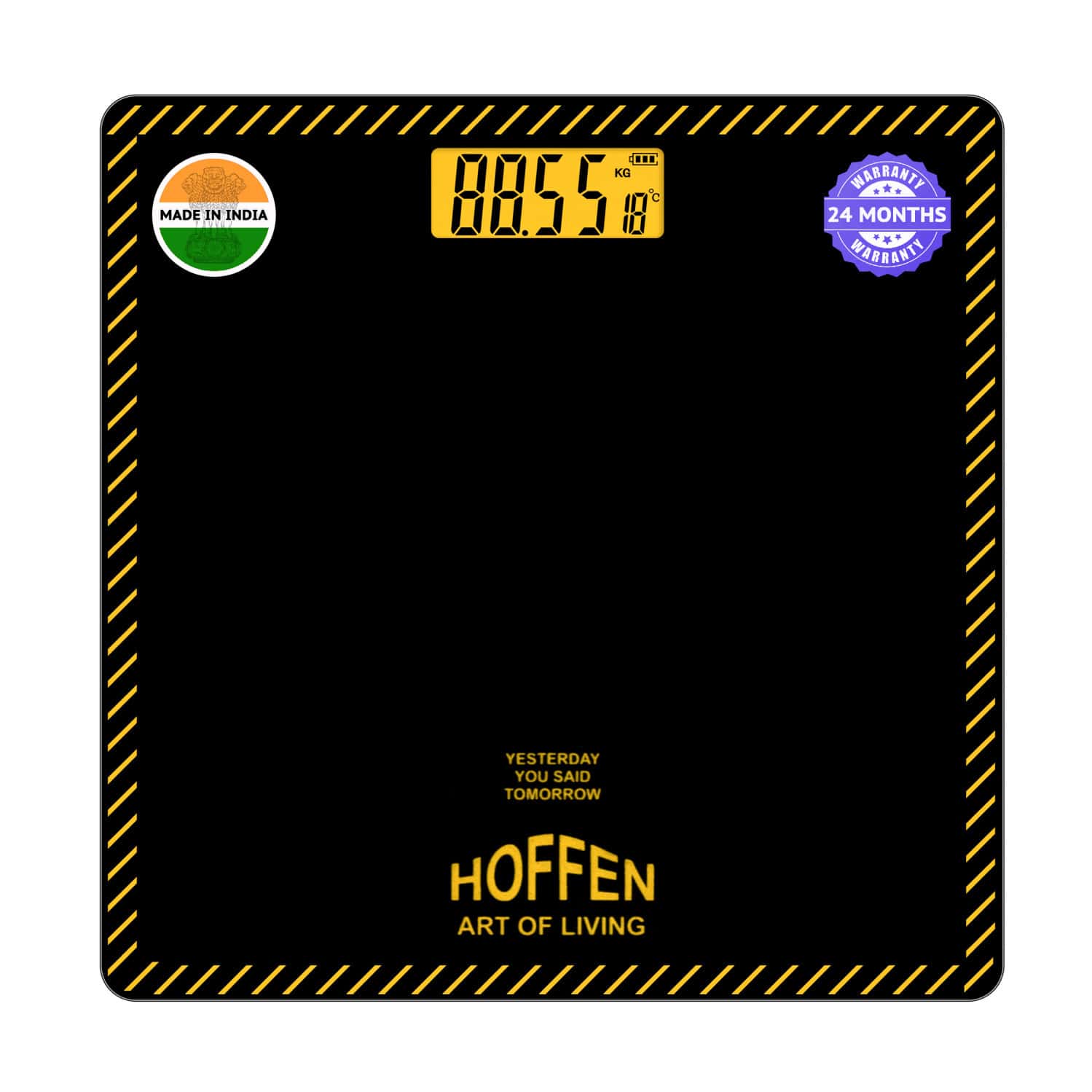 Hoffen Thick Tempered Glass Digital Electronic Lcd Personal Weight Machine - (ho-18-orange Lcd)