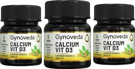 Gynoveda Women 30+ Calcium Vitamin D3 With Magnesium Sports Workout Recovery-60 Tablets (pack For 3)