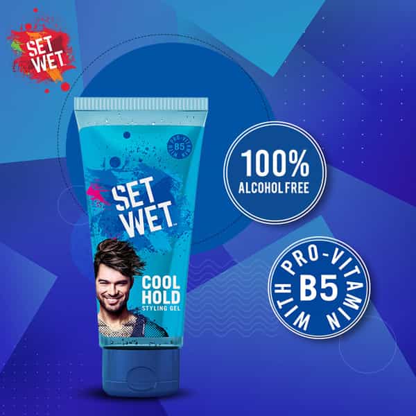 Set Wet Hair Gel For Men Cool Hold Medium Hold No Alcohol No Sulphate 100Ml