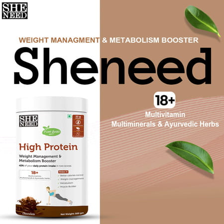 Sheneed Plant Based High Protein 22gms Powder For Weight & Metabolism Management 500gm