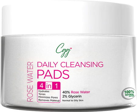 Cgg Cosmetics Rose Water Daily Cleansing Pads With 100% Organic Cotton 4 In 1 - 50 Pads
