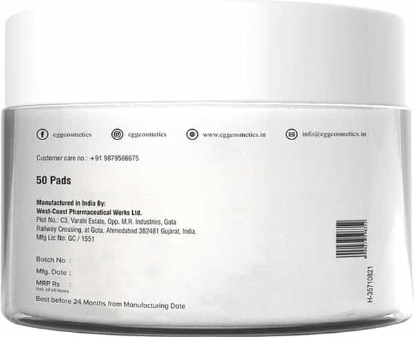 Cgg Cosmetics Rose Water Daily Cleansing Pads With 100% Organic Cotton 4 In 1 - 50 Pads