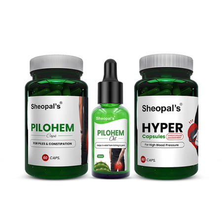 Sheopal'S Pilohem & Hyper Combo Relief For Hemorrhoids & Hypertension Suppor 30ml Oil & 60 Capsule