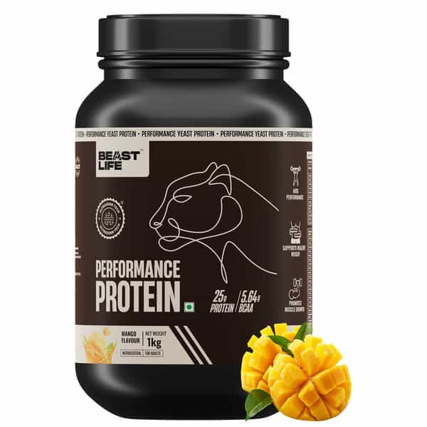 Beastlife Performance Yeast Protein Powder | 25G Protein | Mango Flavour | Easy To Digest | 1 Kg