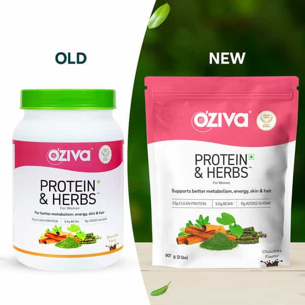 Oziva Protein & Herbs For Women Chocolate 1Kg | For Weight Control Clean