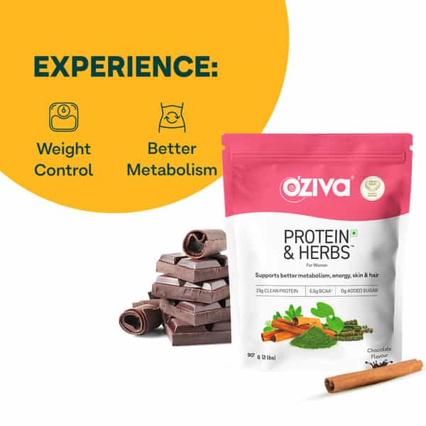 Oziva Protein & Herbs For Women Chocolate 1Kg | For Weight Control Clean