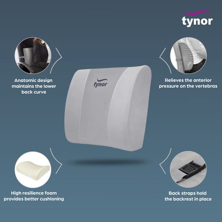 Tynor Lumbo Back Rest Grey Universal Size 1 Unit