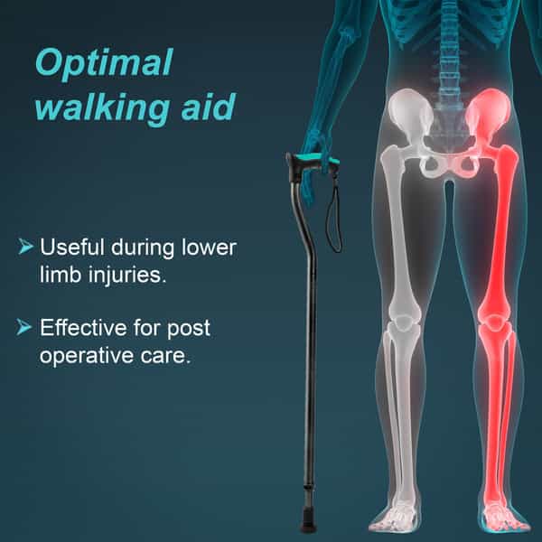 Tynor Walking Stick Silver Universal Size 1 Unit