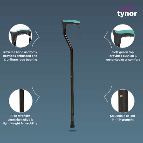 Tynor Walking Stick Silver Universal Size 1 Unit