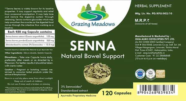 Grazing Meadows Senna Capsules Senna Leaves 120 Capsules