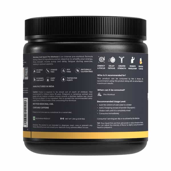 Nutrabay Gold Spark Pre Workout - 250G Fruit Punch 25 Servings
