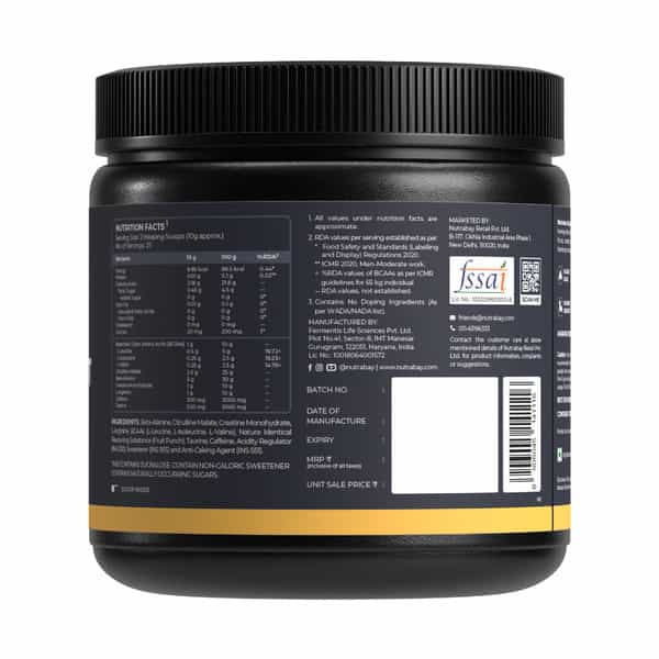 Nutrabay Gold Spark Pre Workout - 250G Fruit Punch 25 Servings