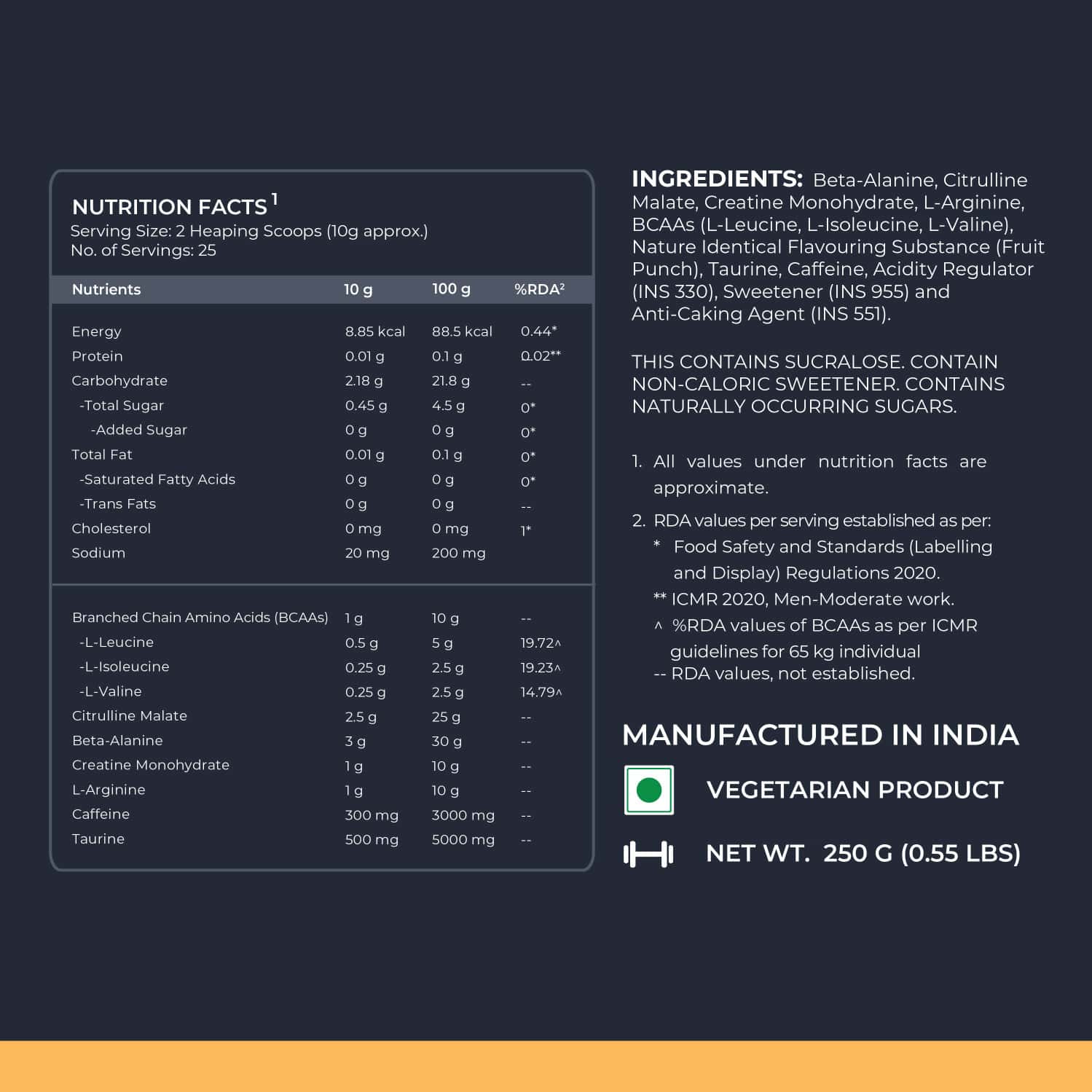 Buy NUTRABAY GOLD SPARK PRE WORKOUT 250G FRUIT PUNCH 25 SERVINGS