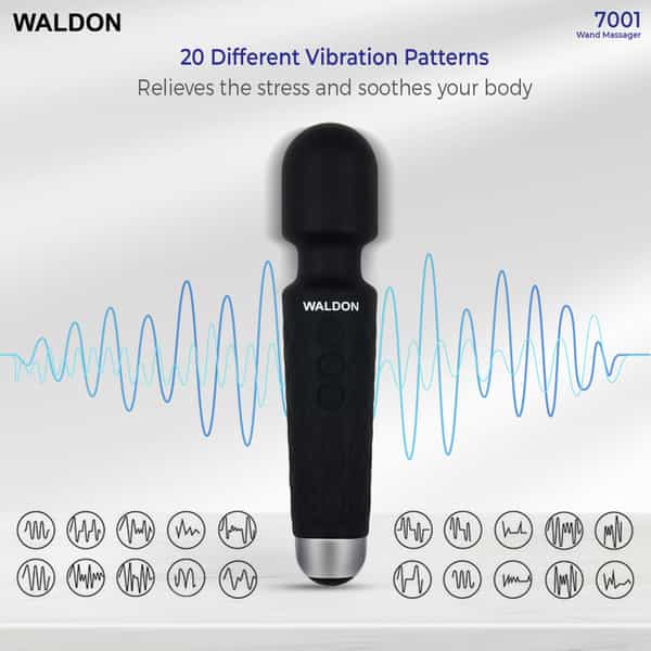 Waldon Personal Handheld Wand Massager Cordless 8 Speed Mode For Pain Relief (Black)