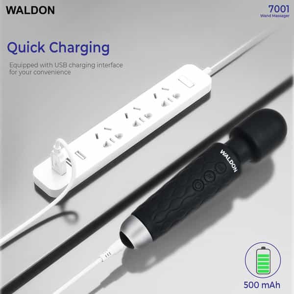 Waldon Personal Handheld Wand Massager Cordless 8 Speed Mode For Pain Relief (Black)