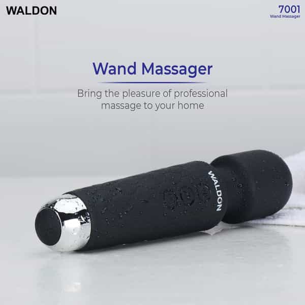 Waldon Personal Handheld Wand Massager Cordless 8 Speed Mode For Pain Relief (Black)
