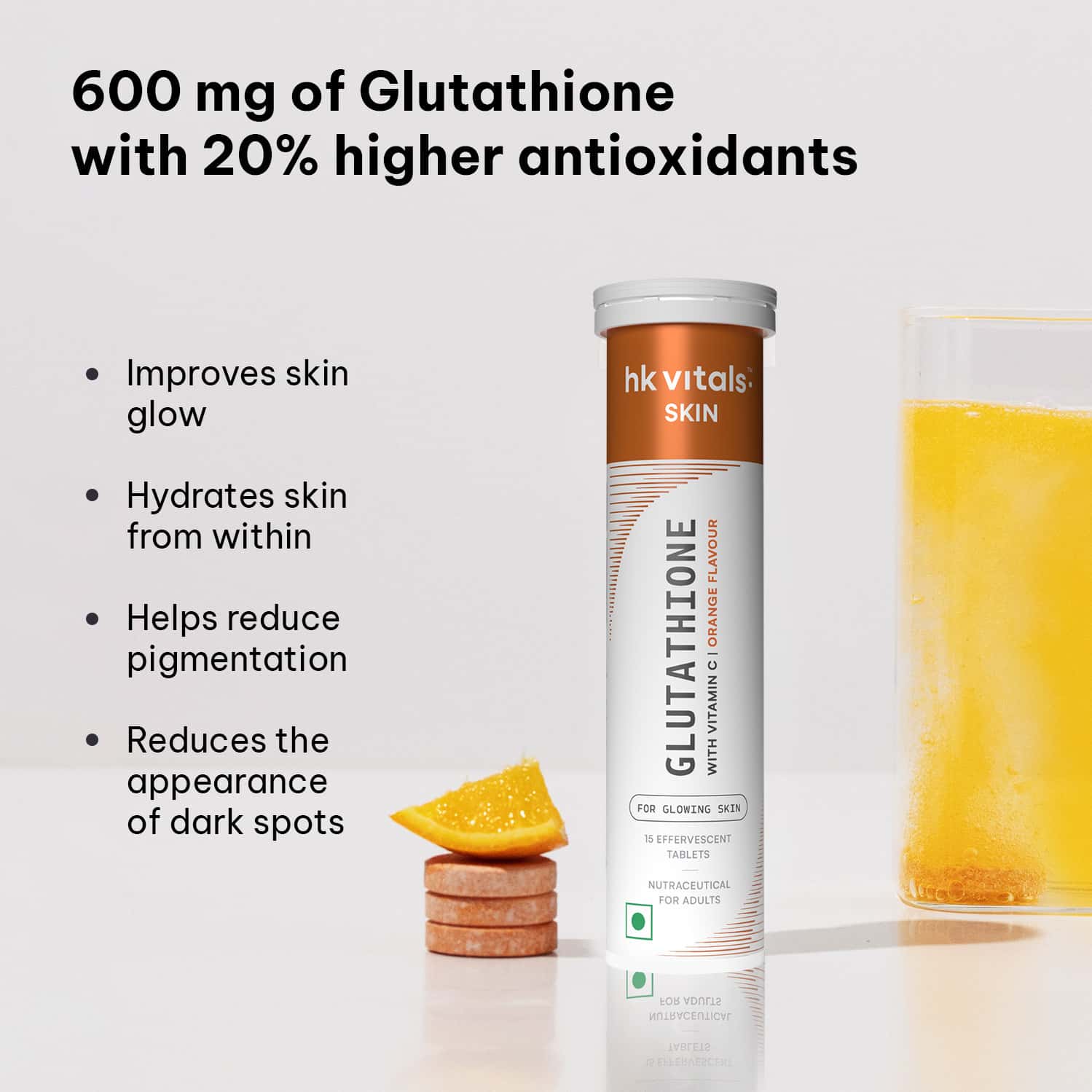 healthkart hk vitals glutathione Buy | L-GLUTATHIONE EFFERVESCENT TABLET | ORANGE & WATERMELON UV–vis absorption spectrum of Musculoskeletal Health Size:60 ct
