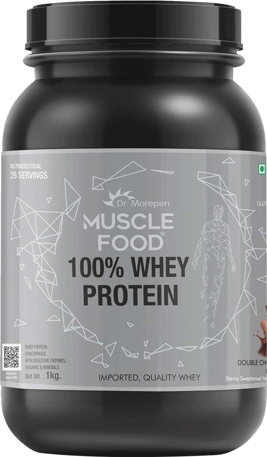 Dr. Morepen Muscle Food 100% Whey Protein | With Digestive Enzymes | Chocolate | Powder | 1 Kg