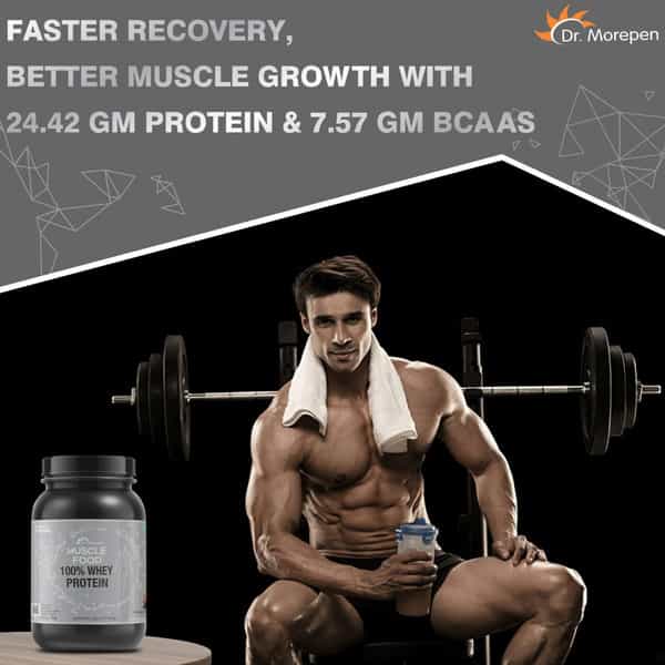 Dr. Morepen Muscle Food 100% Whey Protein | With Digestive Enzymes | Chocolate | Powder | 1 Kg
