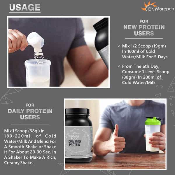 Dr. Morepen Muscle Food 100% Whey Protein | With Digestive Enzymes | Chocolate | Powder | 1 Kg